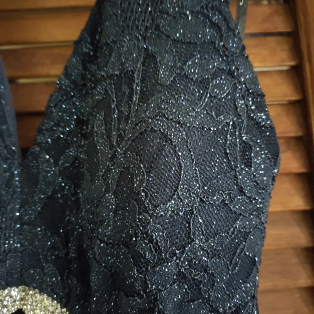 Navy Blue Long Halter top Evening gown, Sequin - Picture 8 of 10